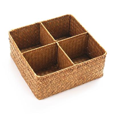 China Sustainable Handwoven Basket Baskets Vegetable Plankton Foldable Storage With Lid Products Watergrass Gift Hand Woven - Mini Wide Oval Yarn Tiny Woven for sale