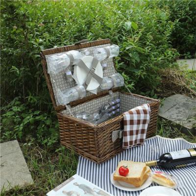 China Stocked Picnic Basket Picnic Coolers Picknick Wooden Box Basket Cesta De Wine Bag Supplies 12 XL Small Red For 4 2 Set 6 Backpacks for sale