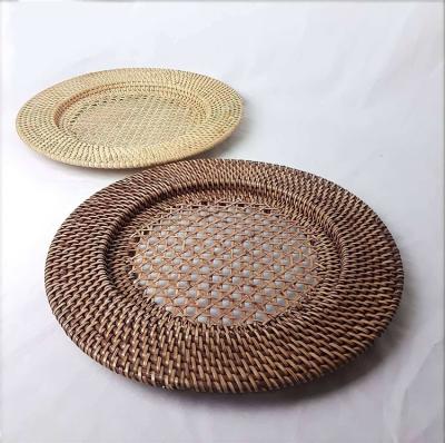 China Viable Wooden Trays Bamboo Dish Set Hyacinth Charger Natural Chargers Mirror Rattan Tableware 13 Christmas Dishes Decoration Large for sale