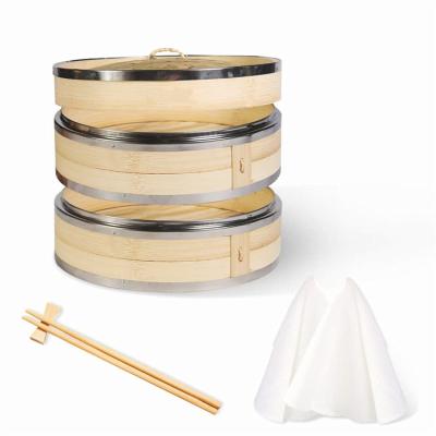 China Gold Steam Herb Mini Dim Sum Oval Rice Soup 28Cm 40Cm Stocked Rolls Cage Clip Pots Tray Wood Steaming Pot 2 Tier Basket 6 Bamboo for sale