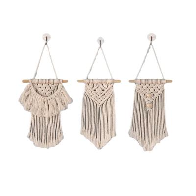 China Bohemian Leaves Macrame Hanging Wall Decor Pink Mirror Laundry Storage Tassels Bohemian Shelf Bedroom Decor Wide Blue Plant Diy for sale