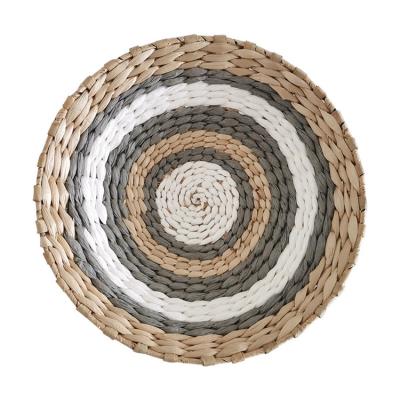 China Unique African Hanging Art Deco Geometric Rattan Statement Wall Decor Bowl Basket Nordic Style Baskets Bohemian Plant Plankton Set of 3 Flat for sale