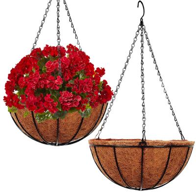 China 10 Inch Rattan Baskets Plant Fiber Coco Ratan Hanging Basket Coconut Flower Furniture Accessory Cheap Rustic Natural Handmade Moroccan Pot for sale