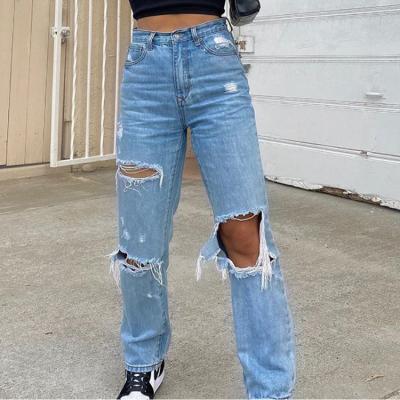 China Hot Selling Fashion QUICK DRY QUICK DRY Women's Jeans Slightly Ripped Distressed High Waist Women's Jeans Women's Jeans for sale