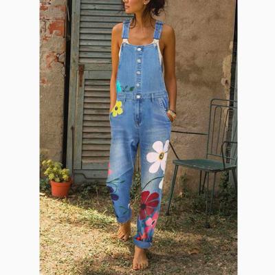 China Hot Selling QUICK DRY QUICK DRY Plus Size Denim Women Explosive Patterns Overalls Printing Pants for sale