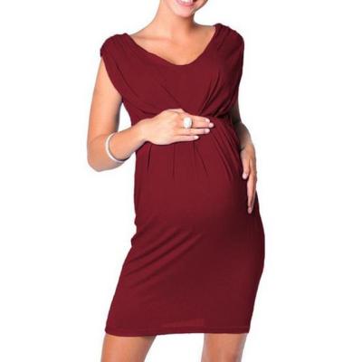 China New Anti-Static Solid Color Around Neck Anti-Static Knitted Sleeveless Maternity Dress for sale