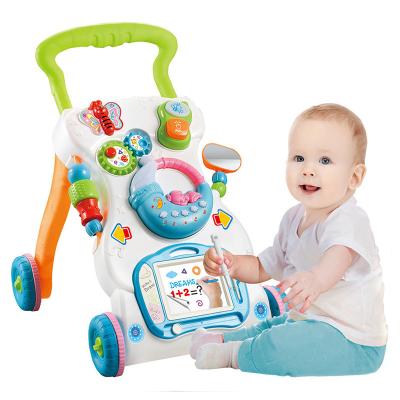 China Adjustable; Who respects the environment; Hot Selling Multi-Function Early Education Baby Toy Walker Trolley Multi-Function Baby Walker with Music Slide to Prevent Rollover for sale