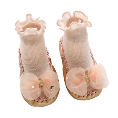 China New Design Spring Sock Fashion Ruffle Baby QUICK DRY Socks With Bows Baby Socks Shoes for sale