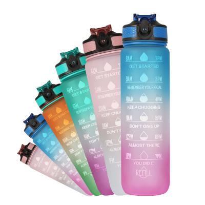 China Eco Friendly Bpa Free Custom Plastic Sublimation Gym Fitness Reusable Stocked Gallon Sports Motivational Water Bottle With Time Maker for sale