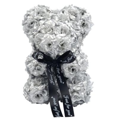 China Wholesale Luxury Colorful Rose Bear Amazon Hotsale New Gift Beautiful Ornaments For Wedding Christmas Flower Rose Bear for sale