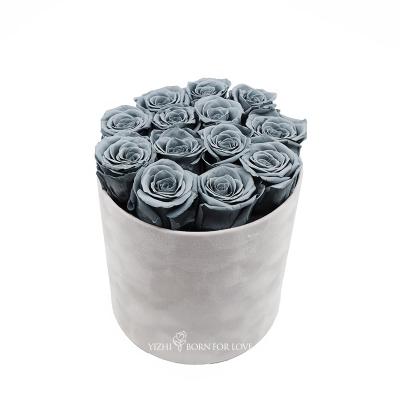 China Beautiful High Fashion Colorful Wedding Decorated Rose Gift Round Box Eternal Flower Mounted Forever Preserved for sale