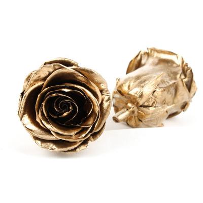 China Beautiful Christmas Decoration DIY Colorful Gold Preserved Flower 5-6 Cm Rose Gold Eternal Flowers Rose Head for sale