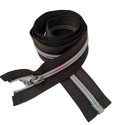 China Sustainable Brown Custom Long Chain Rainbow Nylon Zippers for sale