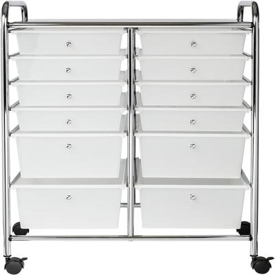 China Modern Plastic 12 Drawers Rolling Hair Beauty Salon Storage Trolley Carts for sale