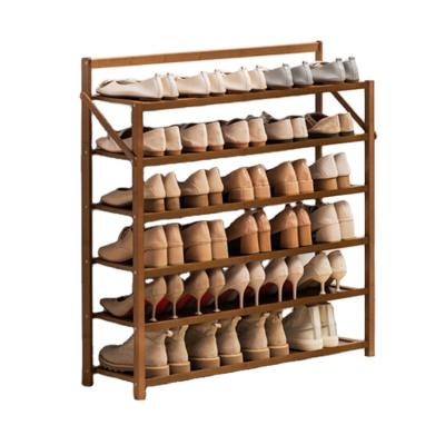 China (Size) Adjustable 6 Tier Morden Shoe Storage Cheap Foldable Bamboo Standing Rack For Sale for sale