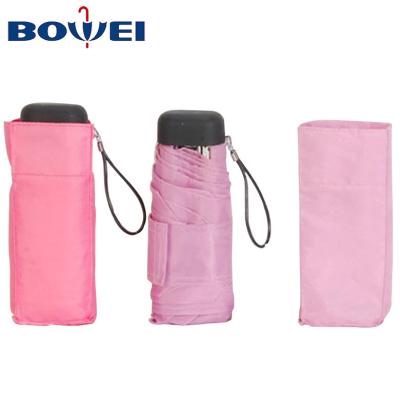 China Hot Pink Girl Contract Mini Umbrella Folding Color Pockets Umbrella Best Totes 5 Times Fashionable Promotional Custom Folding Umbrella for sale