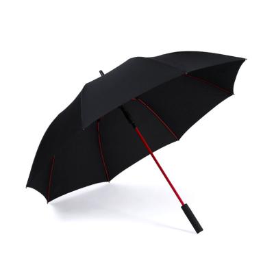 China EVA Straight Handle Black Shaft Hanging Automatic Open Narrow Long Windproof Golf Umbrella for sale