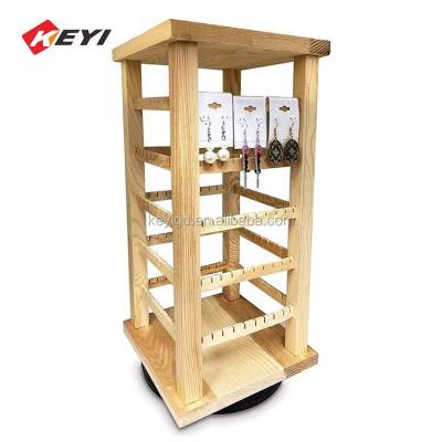 China eco-friendly custom retail store earring rack display/wooden jewelry stand show/wooden jewelry display stands for sale