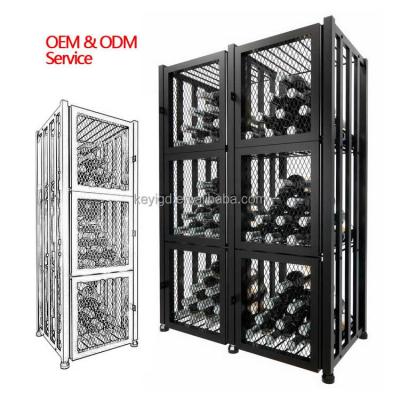 China Custom Supermarket Bar Liquor Retail Store Metal Wine Bootle Shelves Display Rack Wine Rack Display Cabinet for sale