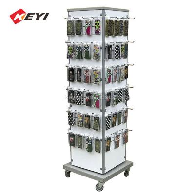 China Store 4 Sided Hanging Cell Phone Case Display Rack Mobiles Cover Rotating Stand 4 Custom Showroom Factory Phone Accessories for sale