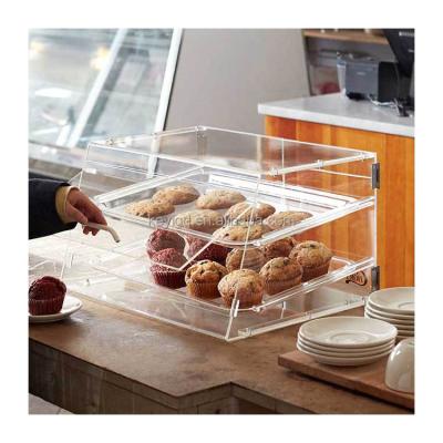 China Eco-friendly Clear Acrylic Bakery Display Cabinet Countertops Rush Building Bakery Display for sale