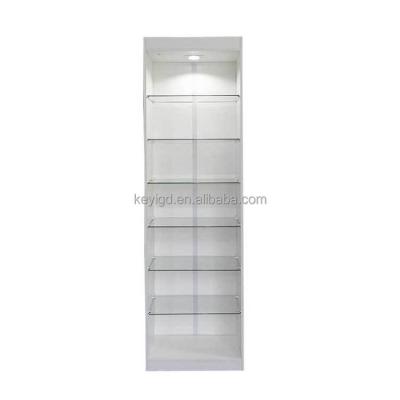 China Beauty Shop Wooden Floor Makeup Rack Luxury Modern Glass Shelves Cosmetic Display Cabinet With Led for sale