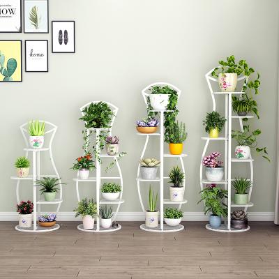 China Modern Standing Flower Stand Rack For Decoration Metal 4 Flower 5 6 7 Ladder Multilayer Display Rack for sale