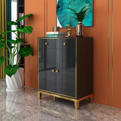 China Luxury Furniture 4 Drawers Storage Cabinet Luxury Design For Dining Room Fashion Storage Black Sideboard for sale