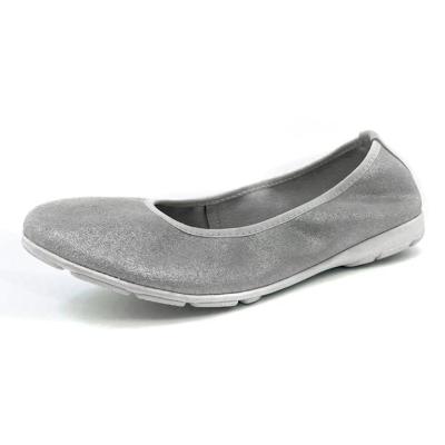 China Flat Flexible Women Floding Leather Ballet Shoes for sale