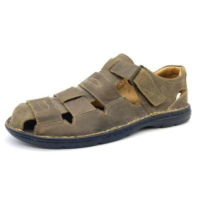 China Anti-Smell Handmade Camel Mens Leather Casual Sandal for sale