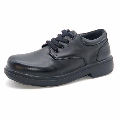 China Anti-Smell Lace Up Stylish Boys Shoes Kids Black Leather School Shoes for sale