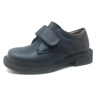 China Black Genuine Leather Anti-odor Buckle Strap Kid School Shoes for sale