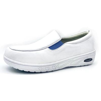 China Anti-odor Wedge Slip On White Leather Nurse Uniform Shoes for sale