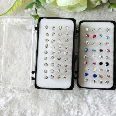 China New Romantic Korean Earrings Fashion Rhinestone Earrings Women's Allergy Resistant Plastic Needle Box Earrings for sale