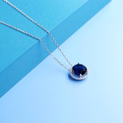 China Wholesale New Design 925 American Silver 18K Rose Gold Plating Long Chain Big Necklace CLASSIC Black Stone Pendant Jewelry for sale