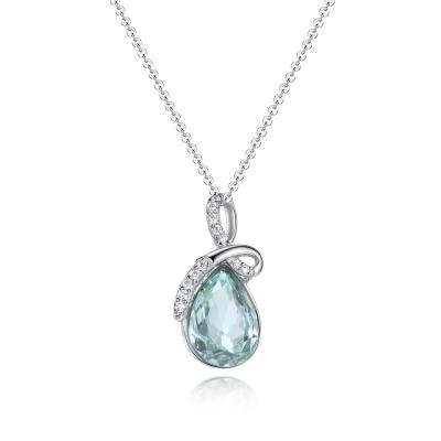 China Wholesale Romantic Ocean Crystal Artificial Aquamarine Rhinestone Gold Plated/925 Sterling Silver Jewelry /Teardrop Necklace for sale