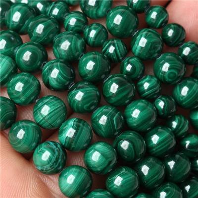 China Ring Wholesale Natural Round Malachite 8mm Green Color Gemstone Loose Beads for sale