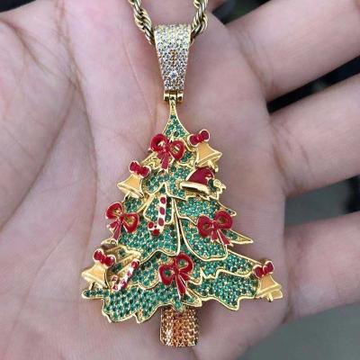 China Hiphop CSJY Hip Hop Jewelry Customized 18K Plated CZ Iced Out Christmas Tree Pendant for sale