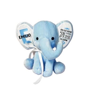 China Wholesale Custom Stuffed Plush Elephant Sublimation Print Personalized Newborn Baby Keepsake Gift Toys for sale