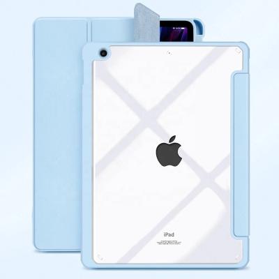 China Reliable Auto Sleep / Wake For iPad Case Transparent Clear Hard PC Cover For iPad 2020 7th 10.2 Inch PU Leather Tablet Case for sale