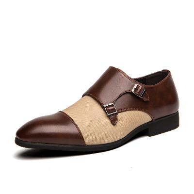 China Fashion Breathable Men Leather Trim Big Size Toe Fashion Dress Shoes New Oxford Sharp Faux Leather Daily Formal Shoes for sale