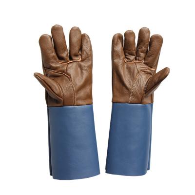 China Long Comfortable Welding Cowhide Thickened Gloves Leather Pattern First Layer Of Safety Leather Working Gloves Welder for sale