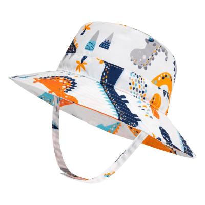 China Wholesale Custom Baby Hat Peche Summer Upf 50 Dinosaur Kids Bucket Hat Cute Print Topi Bucket Hat Beach Bucket Hat With Chin Strap for sale