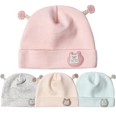 China Unisex Kids Beanie Hats Double Layer Gorros White Character Autumn Winter Pure Cotton Warm Baby Warm Cute Badge Wholesale Beanie Hats for sale