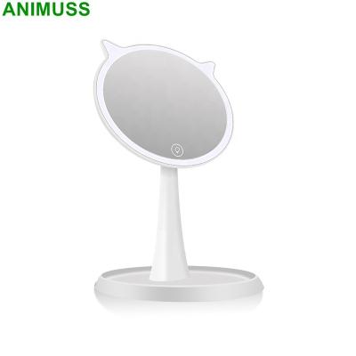 China Lovely Cat Ear Touch Screen Battery Lighted Led Lighted Make Up Makeup Mirror for sale