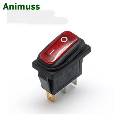 China animuss new on off long rectangle rocker switch with waterproof cover IP67 car dash SPST KCD3 3PIN CS8895 for sale