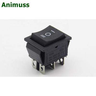 China animuss boat shaped switch KCD4 copper pieces ON-OFF-ON CS8888 black 6 foot double speed reduction for sale