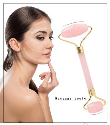 China 2019 Nature Silent Frame Durable Welding Rose Quartz Anti Aging Face Jade Roller Facial Massager Wholesale for sale