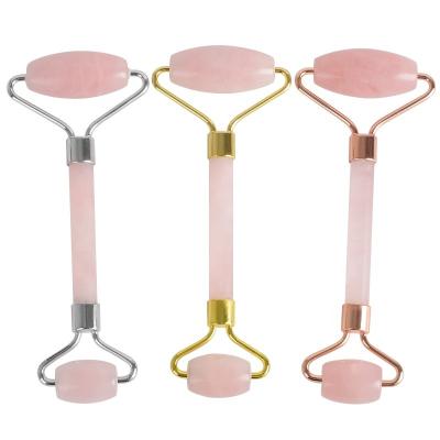 China Welding Durable Frame Silent Massager Slimming Rose Quartz Facial Jade Massage Tool Face Roller Price for sale