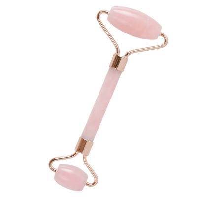 China Silent Face Rising Rose Quartz Jade Crystal Mini Massage Stone Face Roller for sale